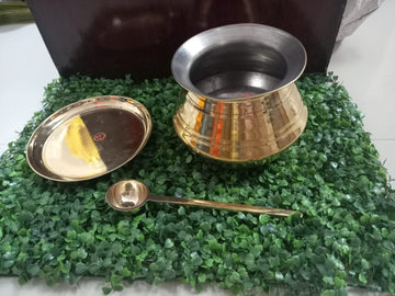 Sharu Space Brass Bowl, Plate and Spoon Set