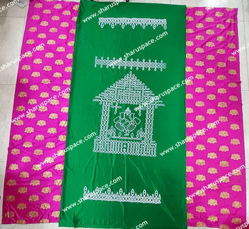 Sharu Space 8X8 Feet Crushed Satin Backdrop 20, Pink/ Green