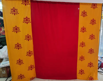 Sharu Space 8X9 Feet Red Velvet with side yellow lotus backdrop