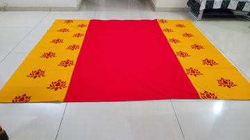 Sharu Space Velvet Red Backdrop with Yellow Lotus - 8ftx9ft