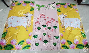 Sharu Space Cow with Floral Backdrop - 8ftx12ft