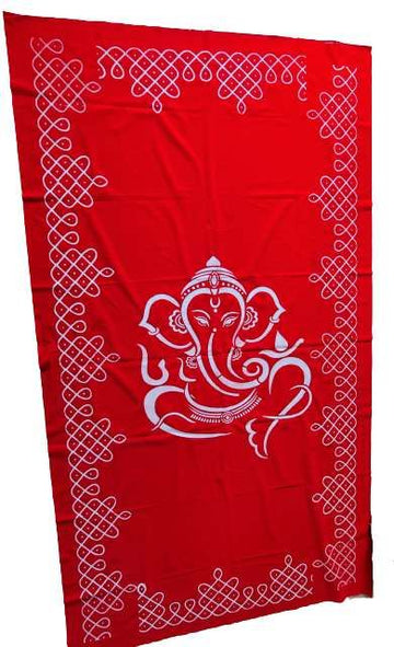Sharu Space 4.5ft×8ft Micro Velvet 4 Border with Ganesha Print, Red
