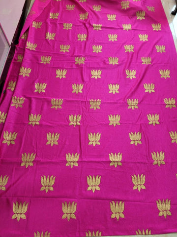Sharu Space Satin Pink Backdrop with Gold Lotus - 8ftx4ft