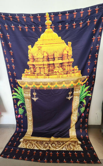 Sharu Space Satin Blue Temple Backdrop - 8ftx5ft