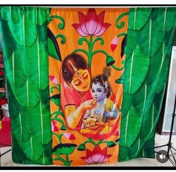 Sharu Space 8ftx9ft Krishna with Banana Print Backdrop