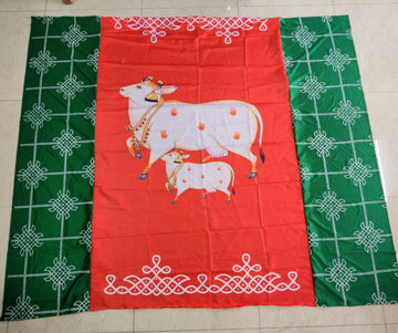 Sharu Space Cow Backdrop with Green Floral Sides - 8ftx9ft