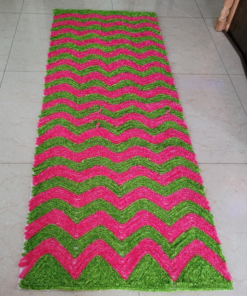 Sharu Space Pink & Green Fur Zig Zag Backdrop - 8ftx3ft