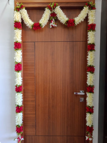 Sharu Space Door toran, red & off White