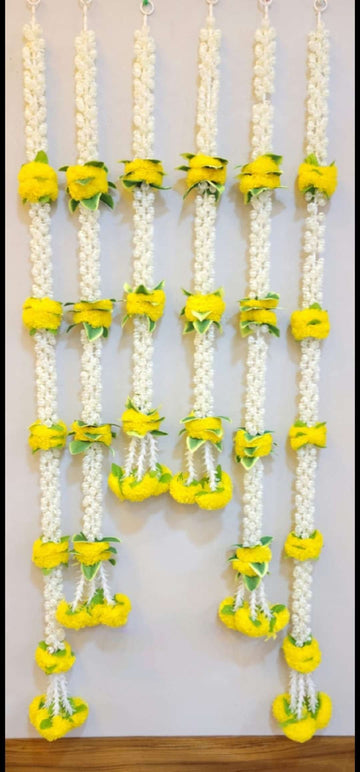 Sharu Space Jasmine Floral hangings, Yellow (Set of 6)