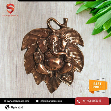 Sharu Space Small Leaf Ganesh Plate - 13"