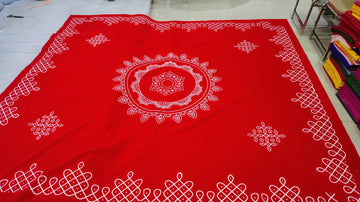 Sharu Space Red Velvet Round Print Backdrop - 8ftx9ft