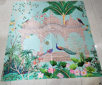 Sharu Space Satin Premium Peacock Backdrop - 8ftx8ft