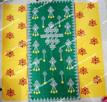 Sharu Space 8X8 Feet Crushed Satin Backdrop 18, Yellow/ Green
