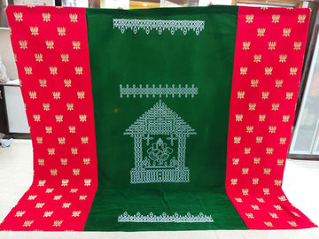 Sharu Space Micro Velvet Green with Home Ganesha with Red Small Lotus
