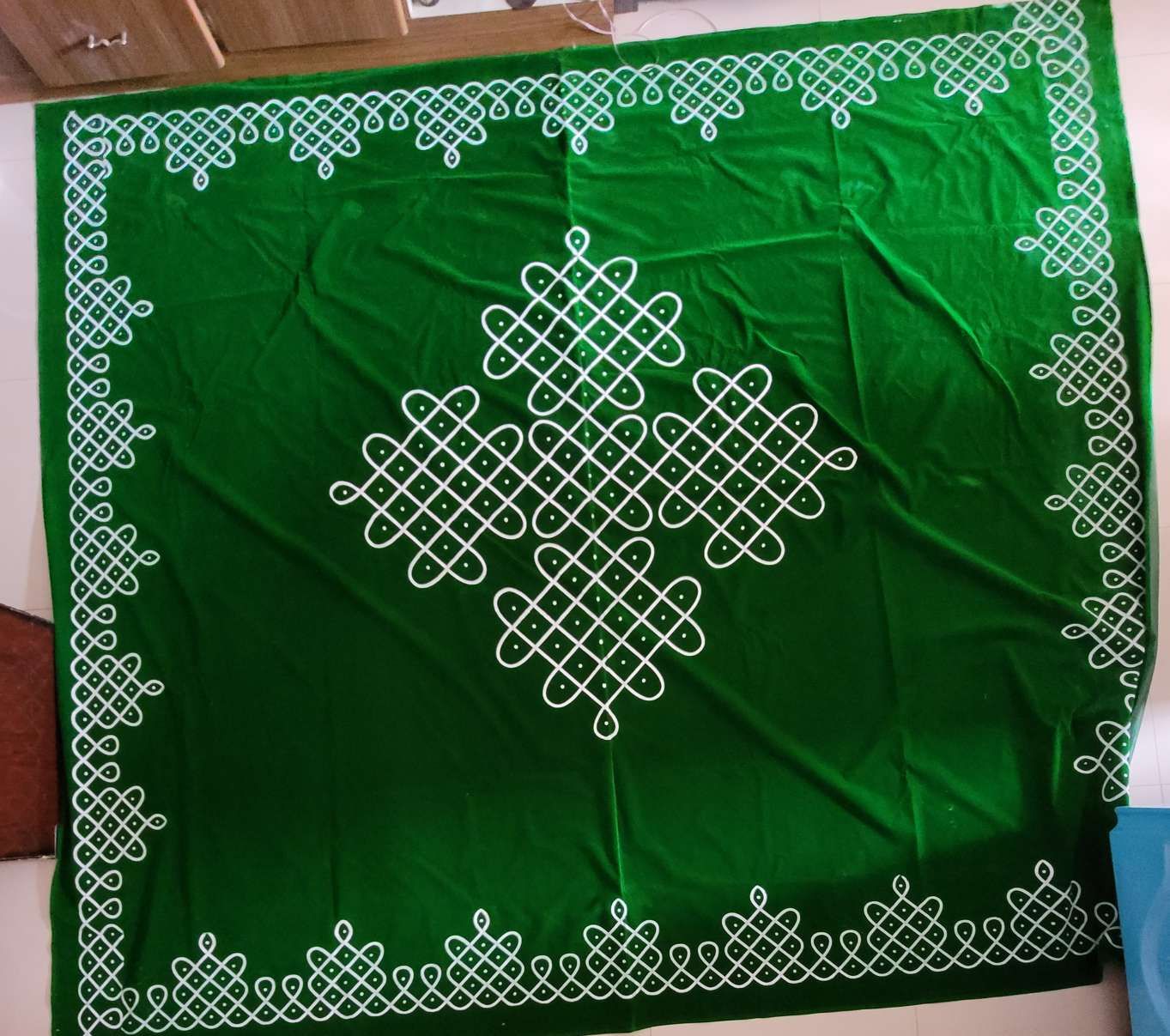 Sharu Space 8X9 Feet Micro Velvet Green Kollam 4 Border