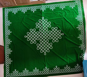Sharu Space 8X9 Feet Micro Velvet Green Kollam 4 Border