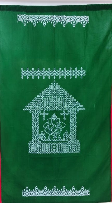 Sharu Space 4.5ft×8ft Micro Velvet House with Ganesha, Green