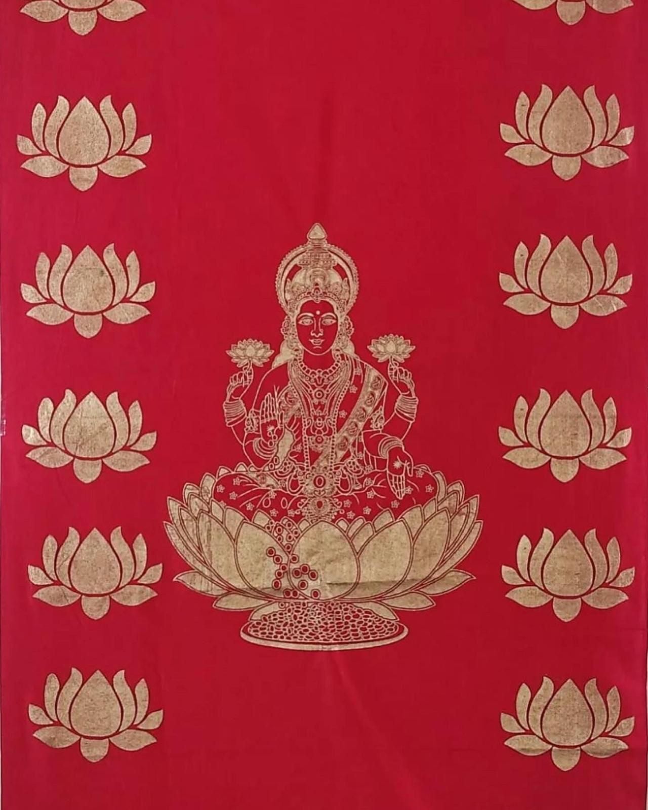 Sharu Space Red Velvet Lakshmi Devi Backdrop 8ftx4.5ft