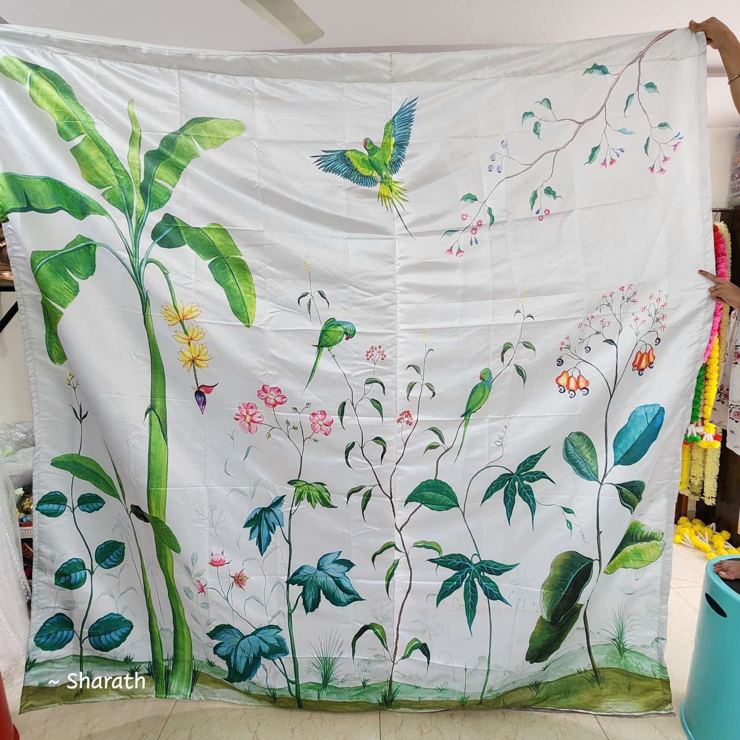 Sharu Space Banana Tree Floral Backdrop 8ftx8ft