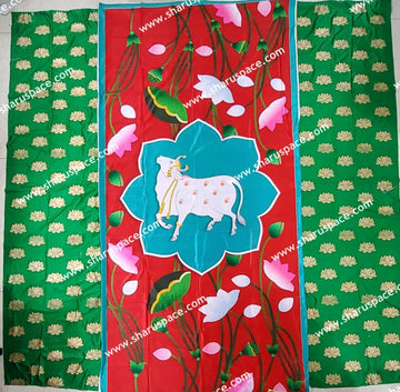 Sharu Space 8X8 Feet Crushed Satin Backdrop 25, Green/ Red