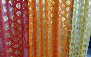 Sharu Space 8X3 Feet Flower Print Silk Cloth