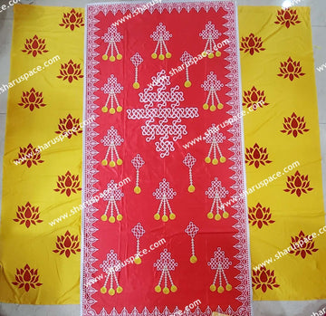 Sharu Space 8X8 Feet Crushed Satin Backdrop 17, Yellow/ Red
