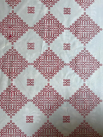 Sharu Space White Backdrop with Red small kolam print - 8ftx4ft