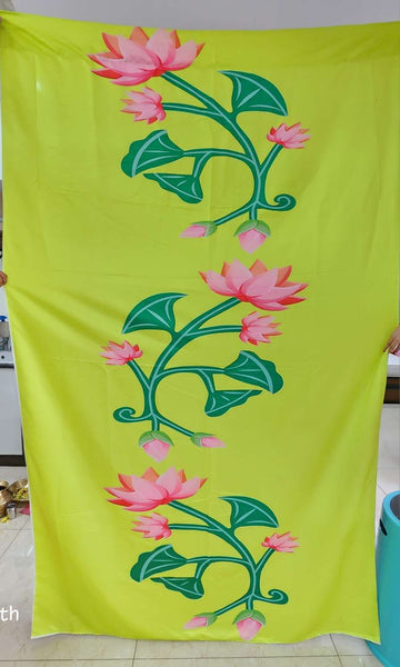 Sharu Space Green Floral Backdrop 8ftx4.5ft