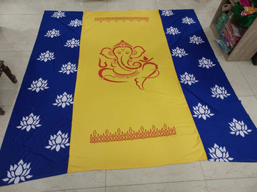 Sharu Space Yellow Ganesh Backdrop with Blue side Lotus