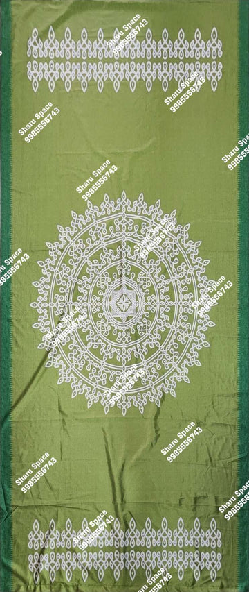 Sharu Space Light Green Round Muggu Backdrop - 8ftx4.5ft