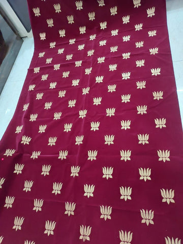 Sharu Space Velvet Maroon Backdrop with Lotus Print