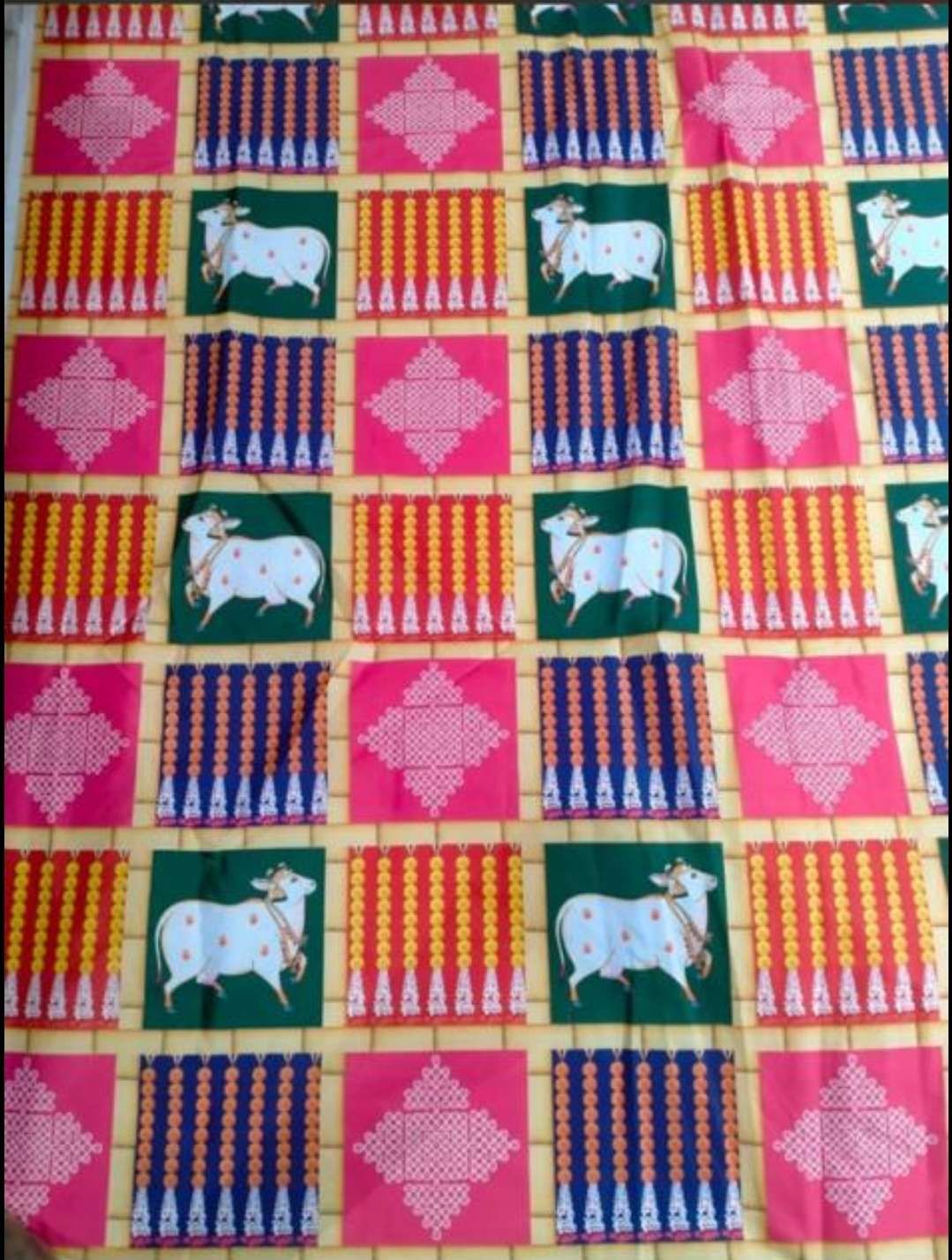 Sharu Space 8ftx4.5ft Satin Cow with Kollam Backdrop, Red/ Pink