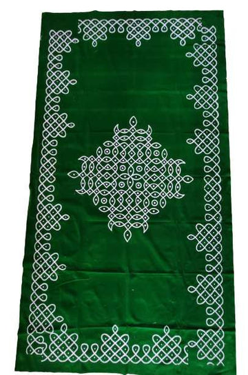 Sharu Space 4.5ft×8ft Micro Velvet Kollam with 4 Border Print, Green