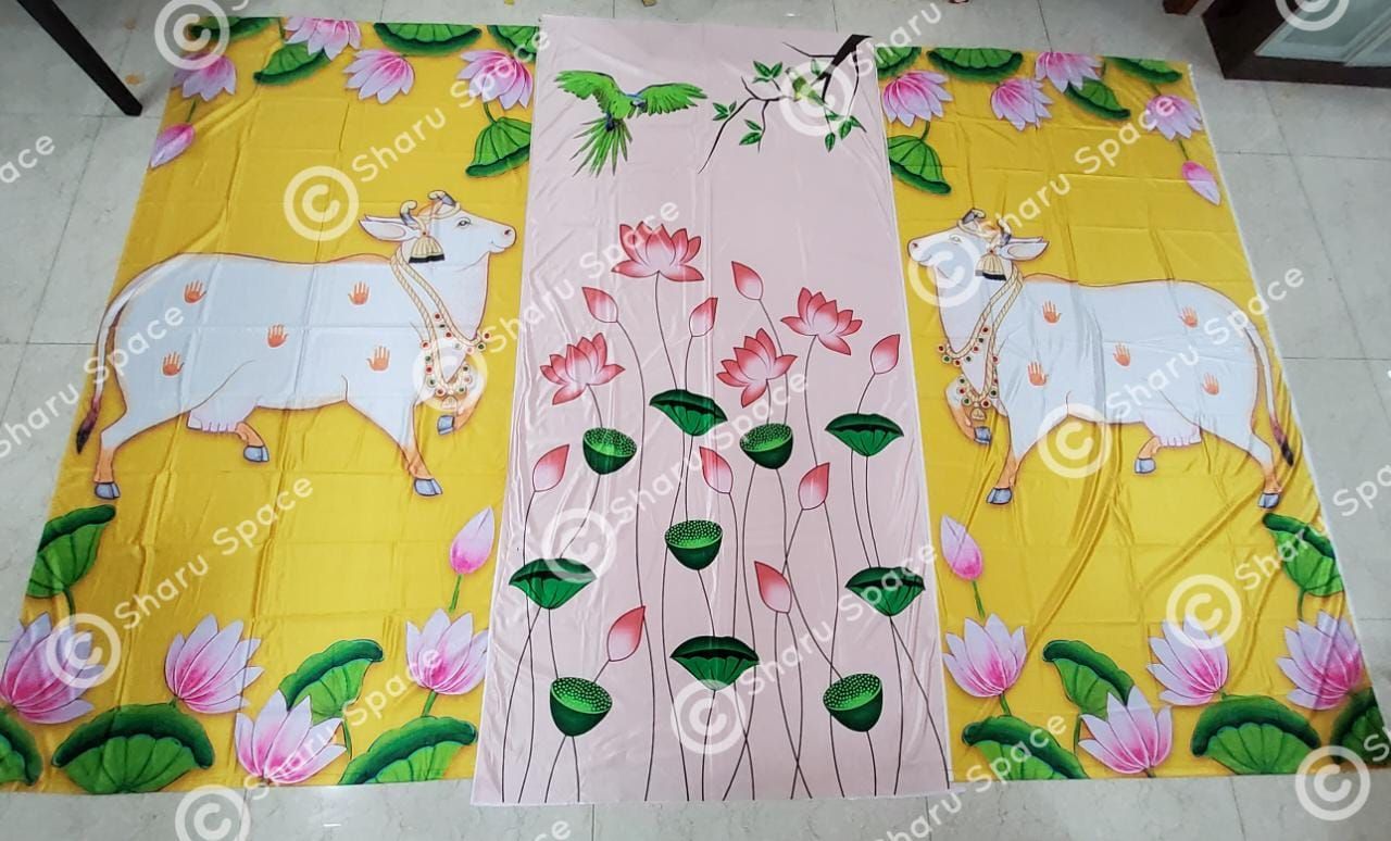 Sharu Space Cow with Floral Backdrop - 8ftx12ft