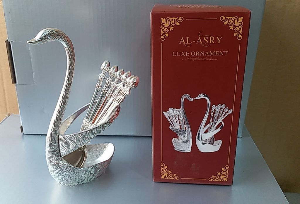 Sharu Space Swan Design German Silver Spoon Set (6 Spoons)