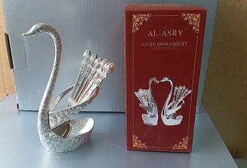 Sharu Space Swan Design German Silver Spoon Set (6 Spoons)
