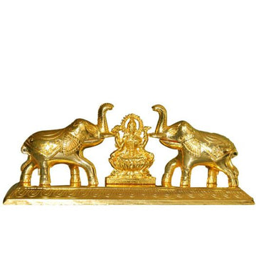 Sharu Space Double Elephant with Lakshmi Devi Metal Idol Kumkum Holder