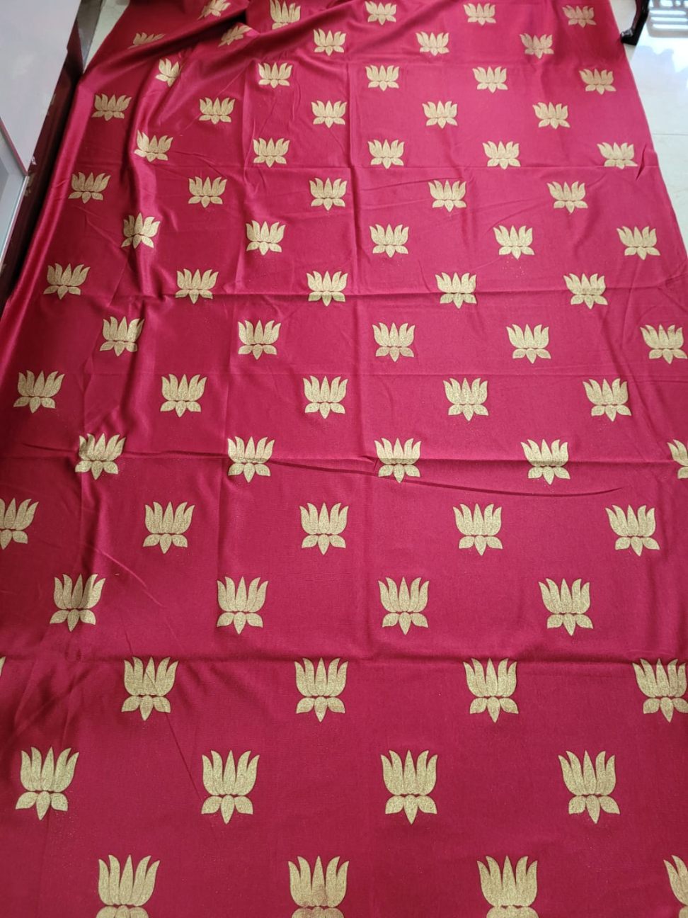 Sharu Space Satin Maroon Backdrop with Gold Lotus - 8ftx4ft