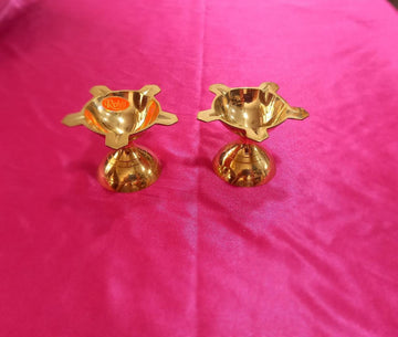 Sharu Space Small Brass Flower Diya Pair