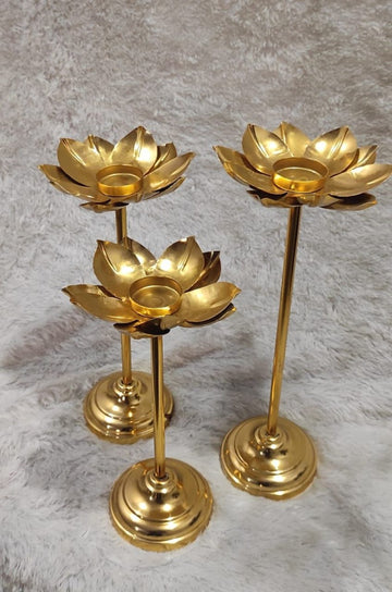 Sharu Space Premium Lotus Tea Light Stand - 3Pcs