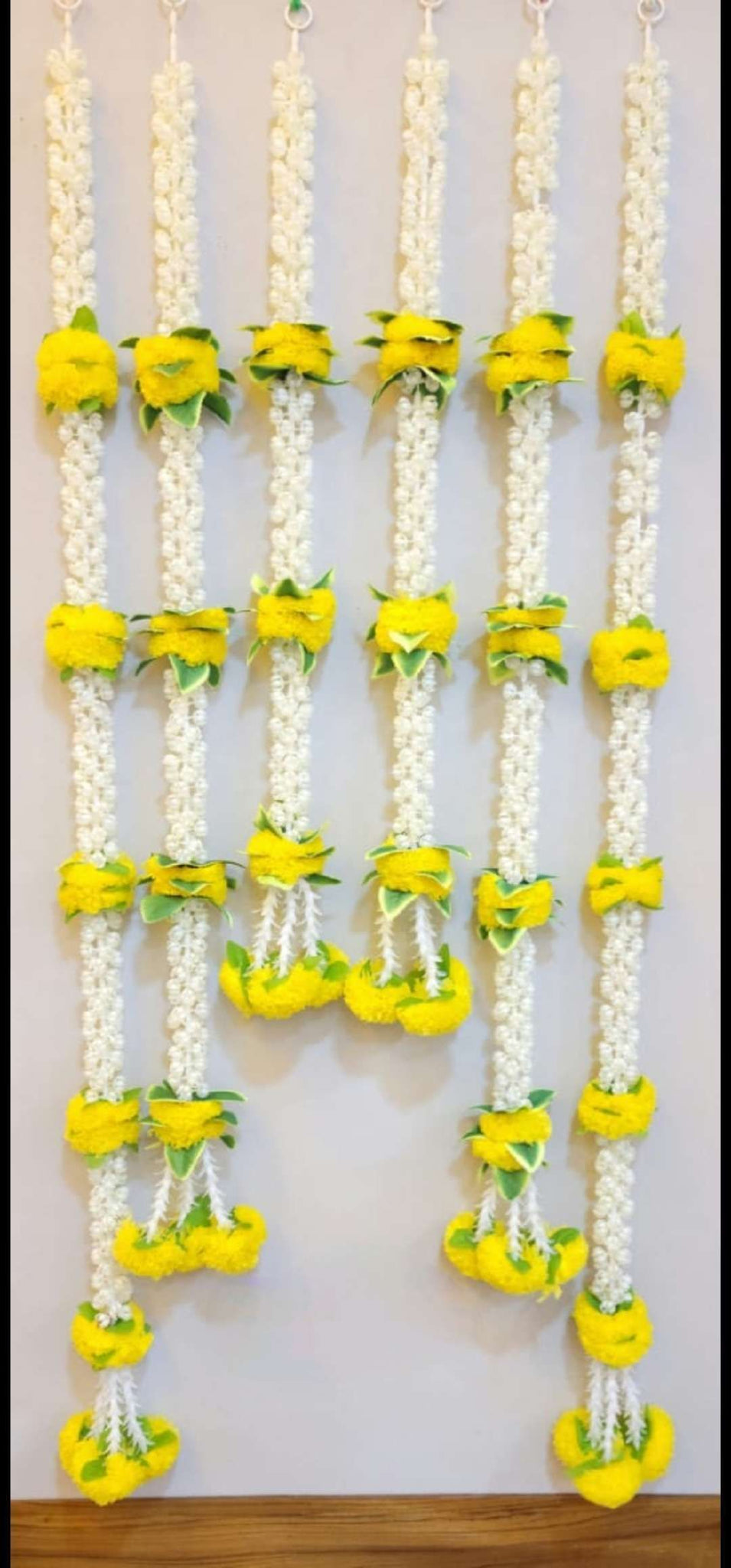 Sharu Space Jasmine Floral hangings, Yellow (Set of 6)
