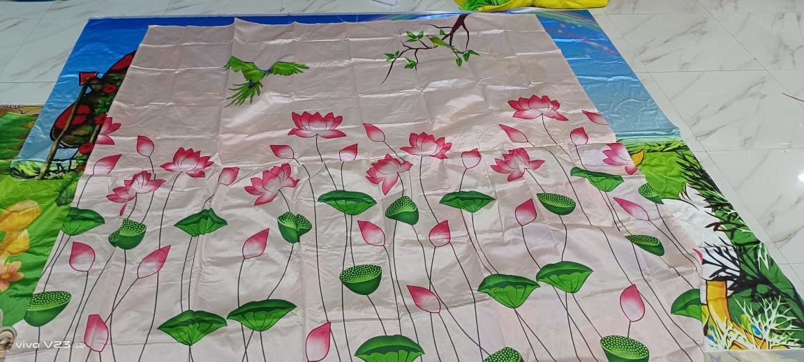 Sharu Space Premium Satin Parrot with Lotus Backdrop 8ftx8ft