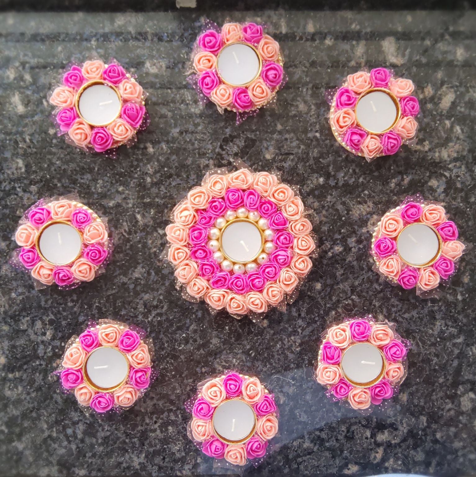 Foam Flower Rangoli Diya Mat - 8