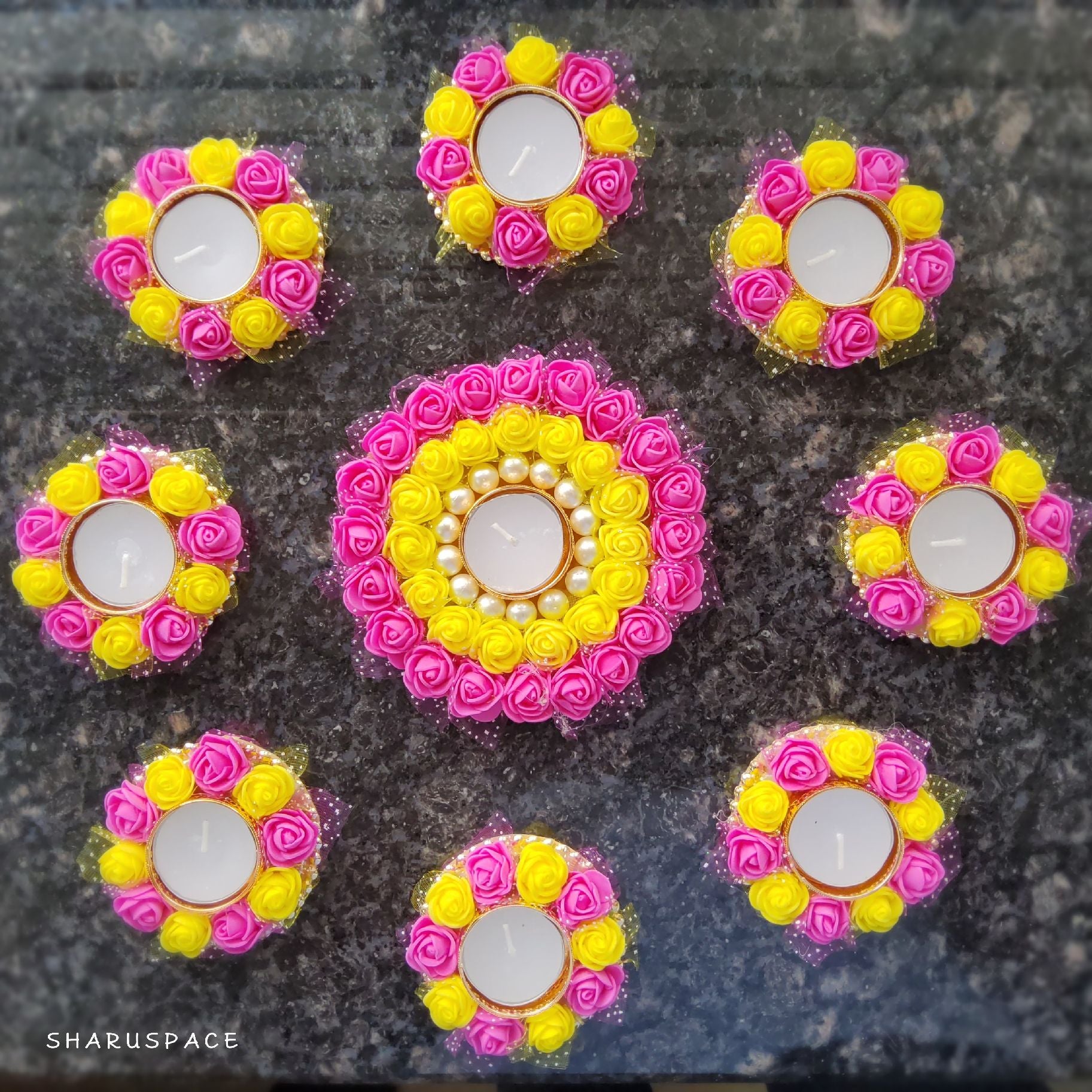 Foam Flower Rangoli Diya Mat - 6