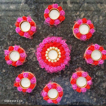 Foam Flower Rangoli Diya Mat - 3