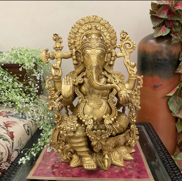 Sharu Space Pure Brass Ganesh Idol - 15 inch
