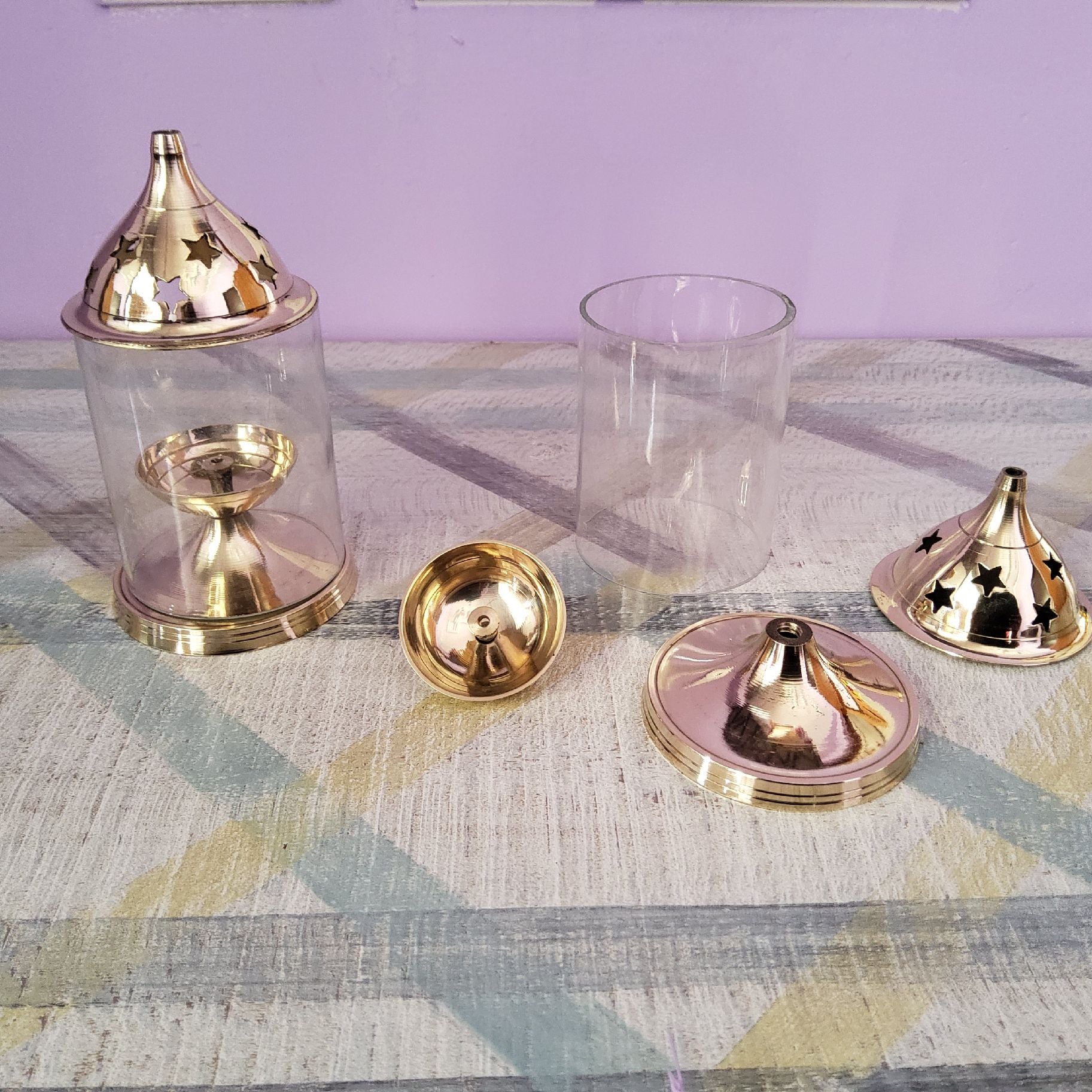 Sharu Space Brass Glass Diya - Medium