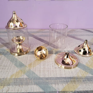 Sharu Space Brass Glass Diya - Medium