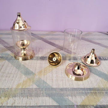 Sharu Space Brass Glass Diya - Small