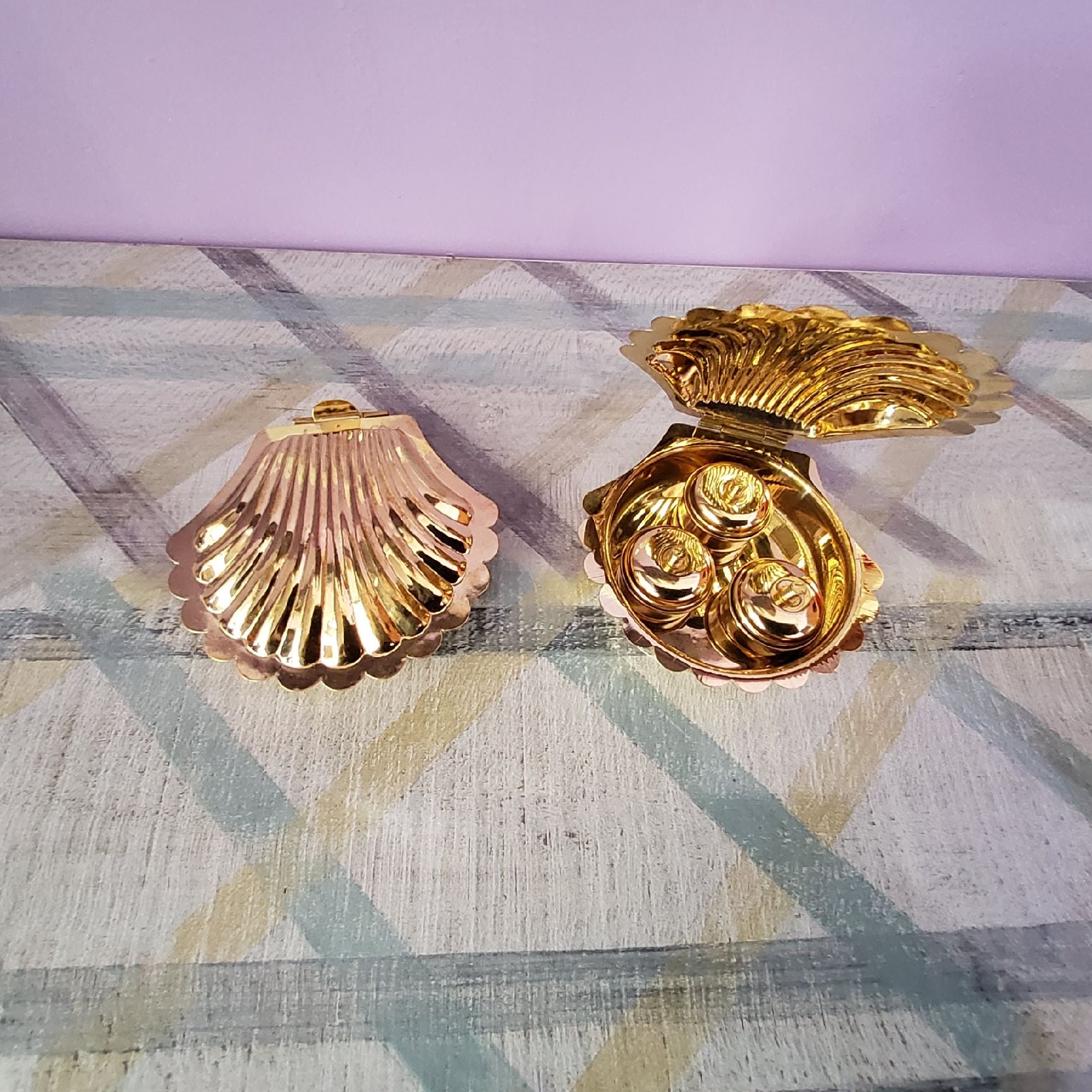 Sharu Space Brass Shell Kumkum Box